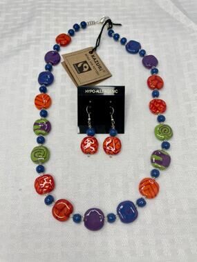 Kazuri Kenya Hand Crafted "Summer Day" Fair Trade Beaded Necklace & Earring Set